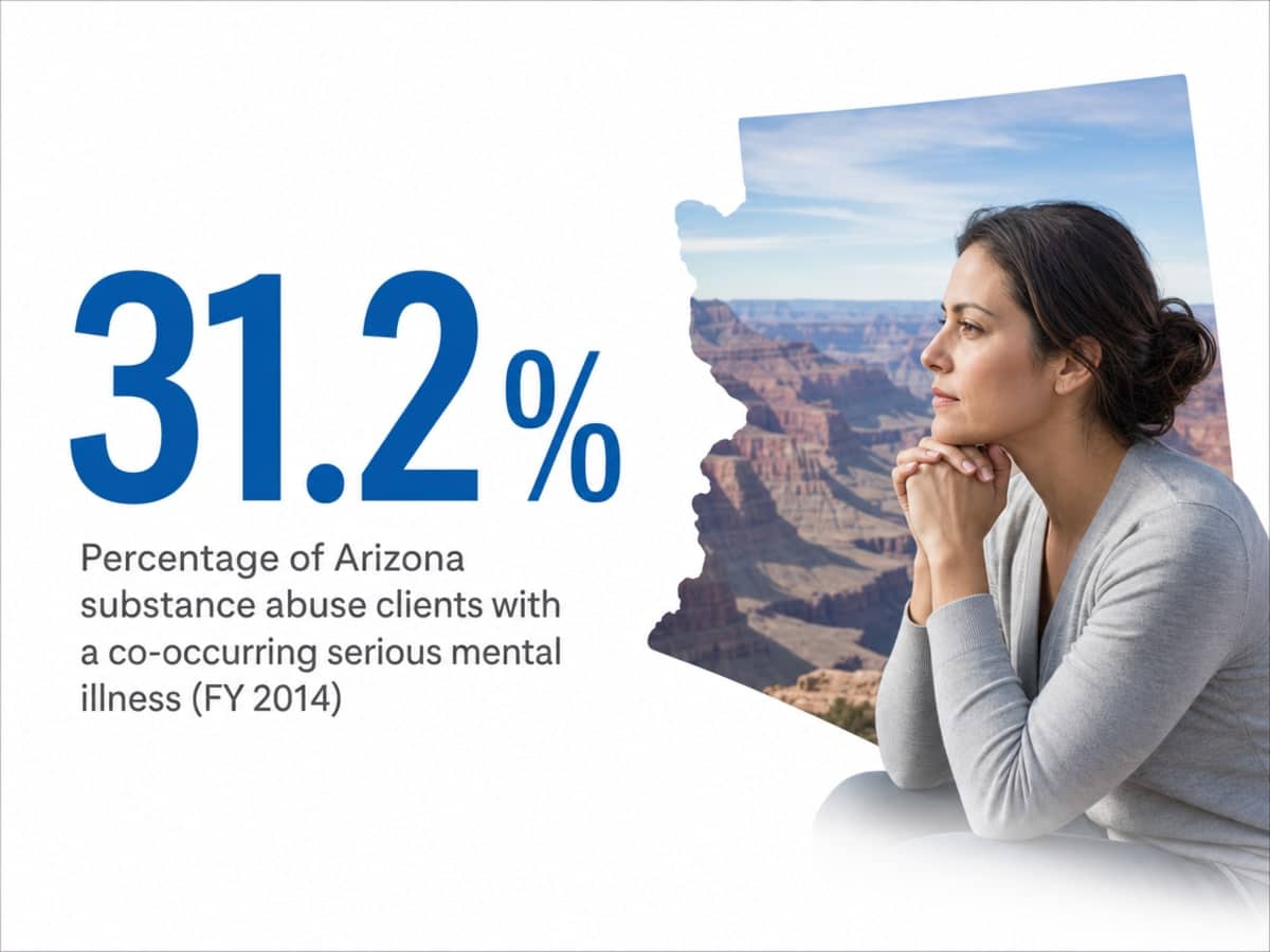 Infographic showing Percentage of Arizona substance abuse clients with a co-occurring serious mental illness (FY 2014)