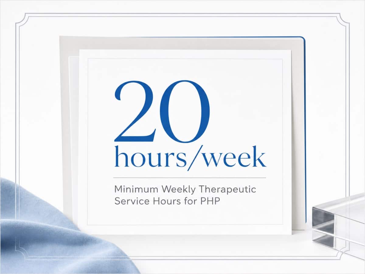 Infographic showing Minimum Weekly Therapeutic Service Hours for PHP