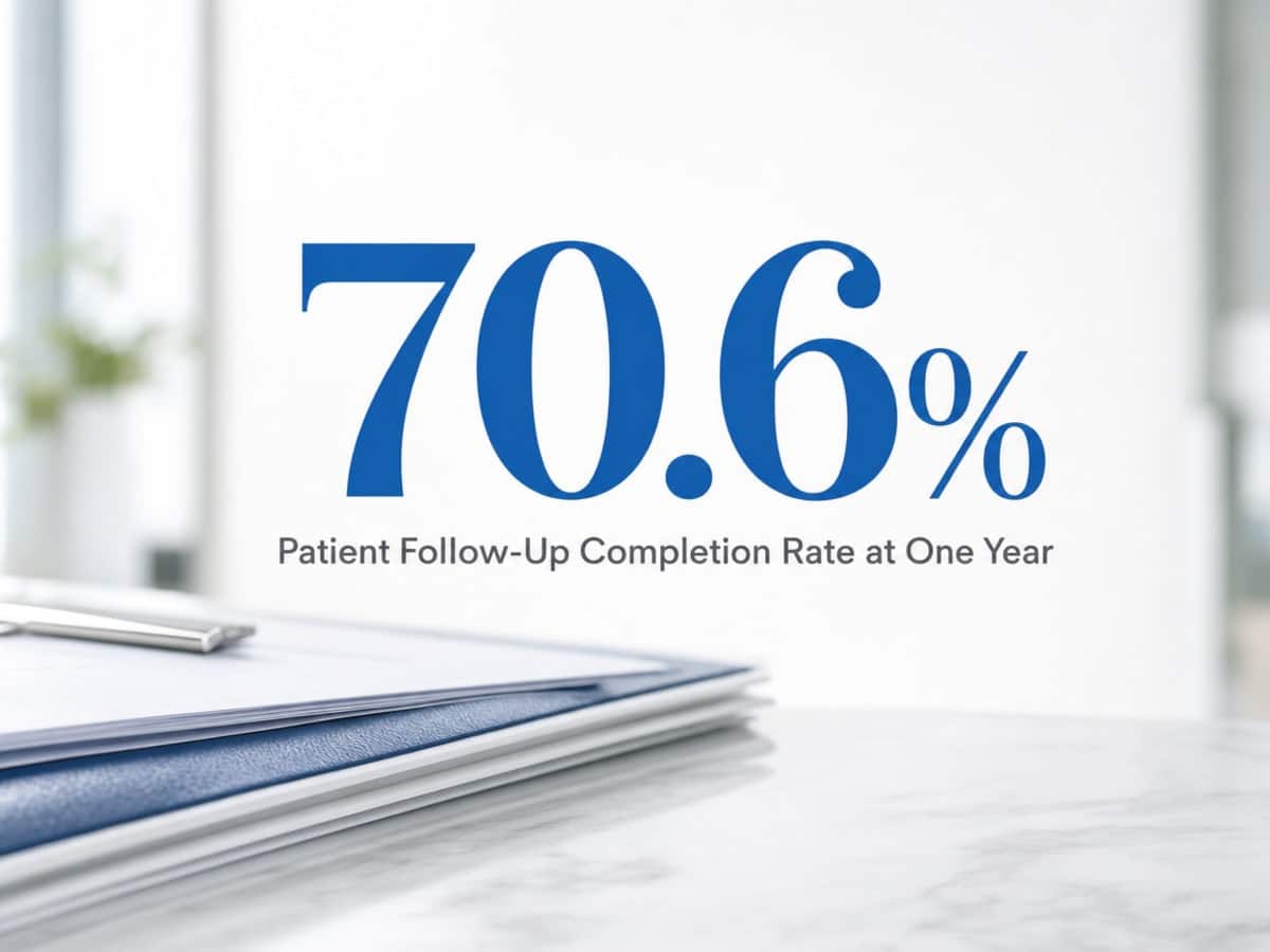 Infographic showing Patient Follow-Up Completion Rate at One Year