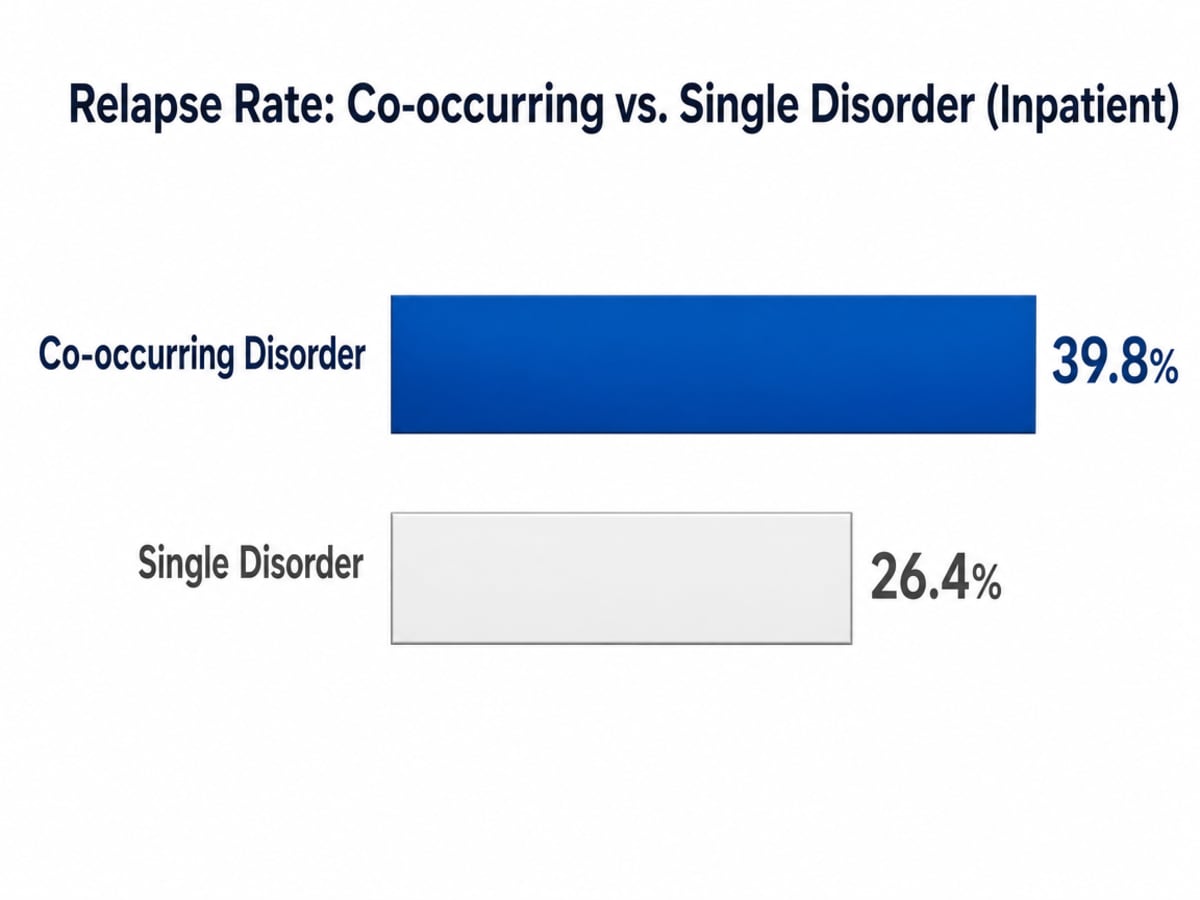 Chart showing Relapse Rate: Co-occurring vs. Single Disorder (Inpatient)