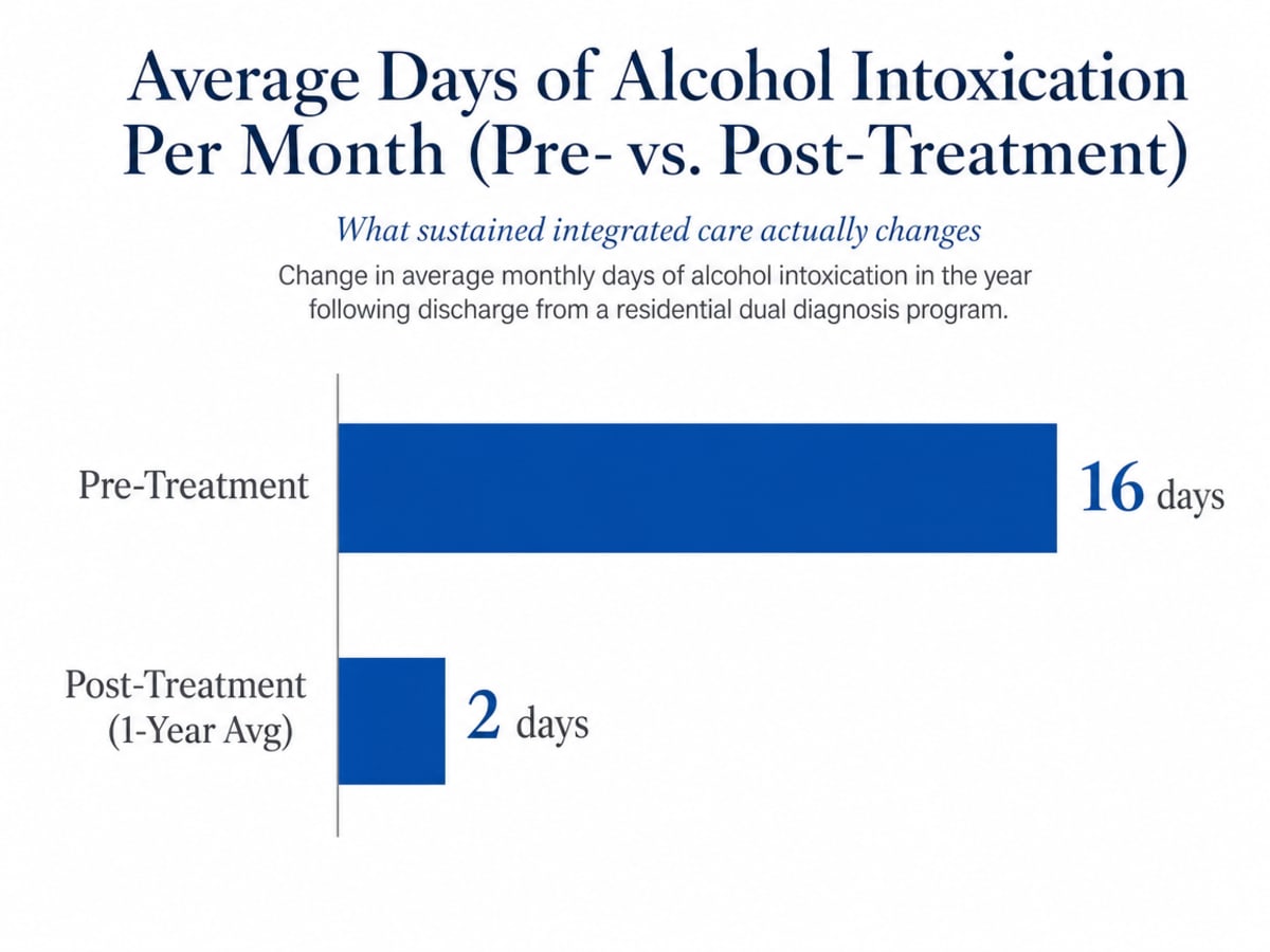 Chart showing Average Days of Alcohol Intoxication Per Month (Pre- vs. Post-Treatment)