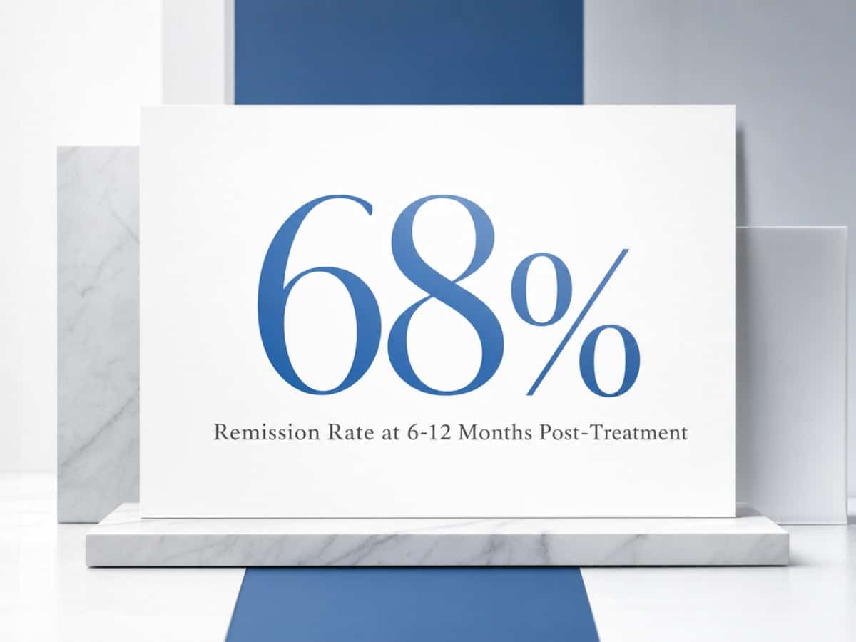 Infographic showing Remission Rate at 6-12 Months Post-Treatment