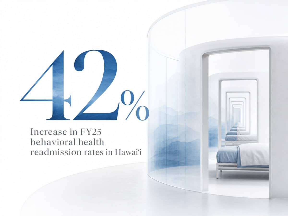 Infographic showing Increase in FY25 behavioral health readmission rates in Hawaiʻi