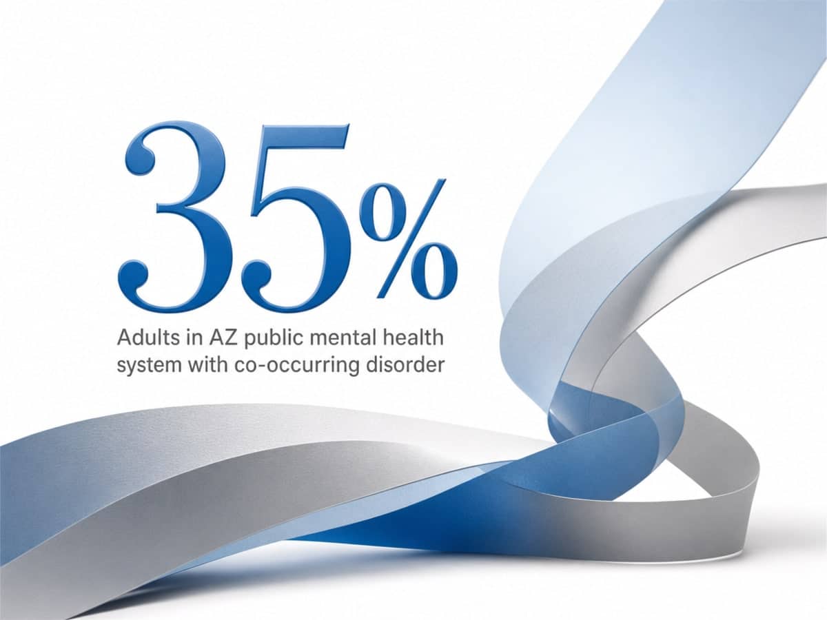 Infographic showing Adults in AZ public mental health system with co-occurring disorder