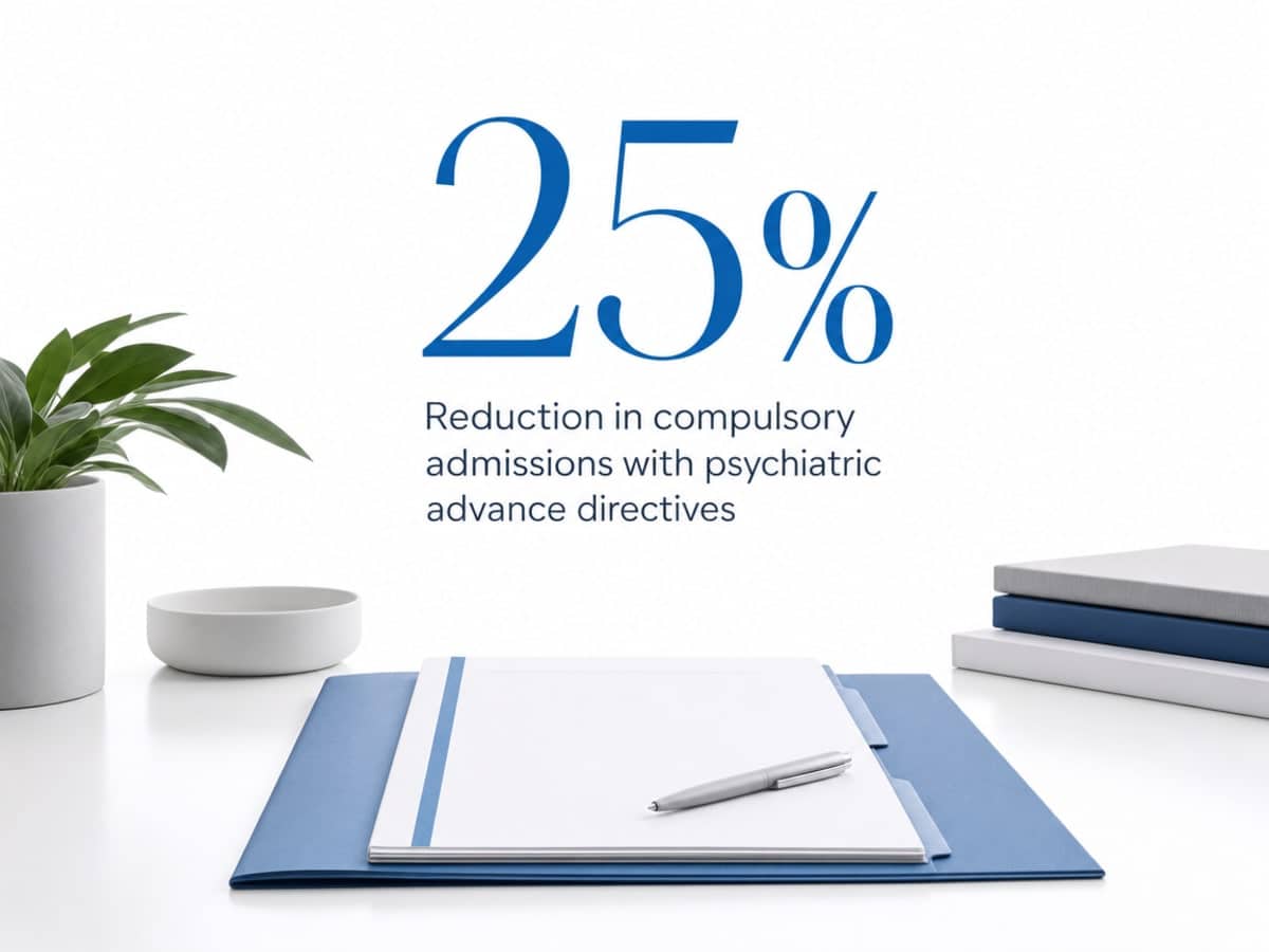 Infographic showing Reduction in compulsory admissions with psychiatric advance directives