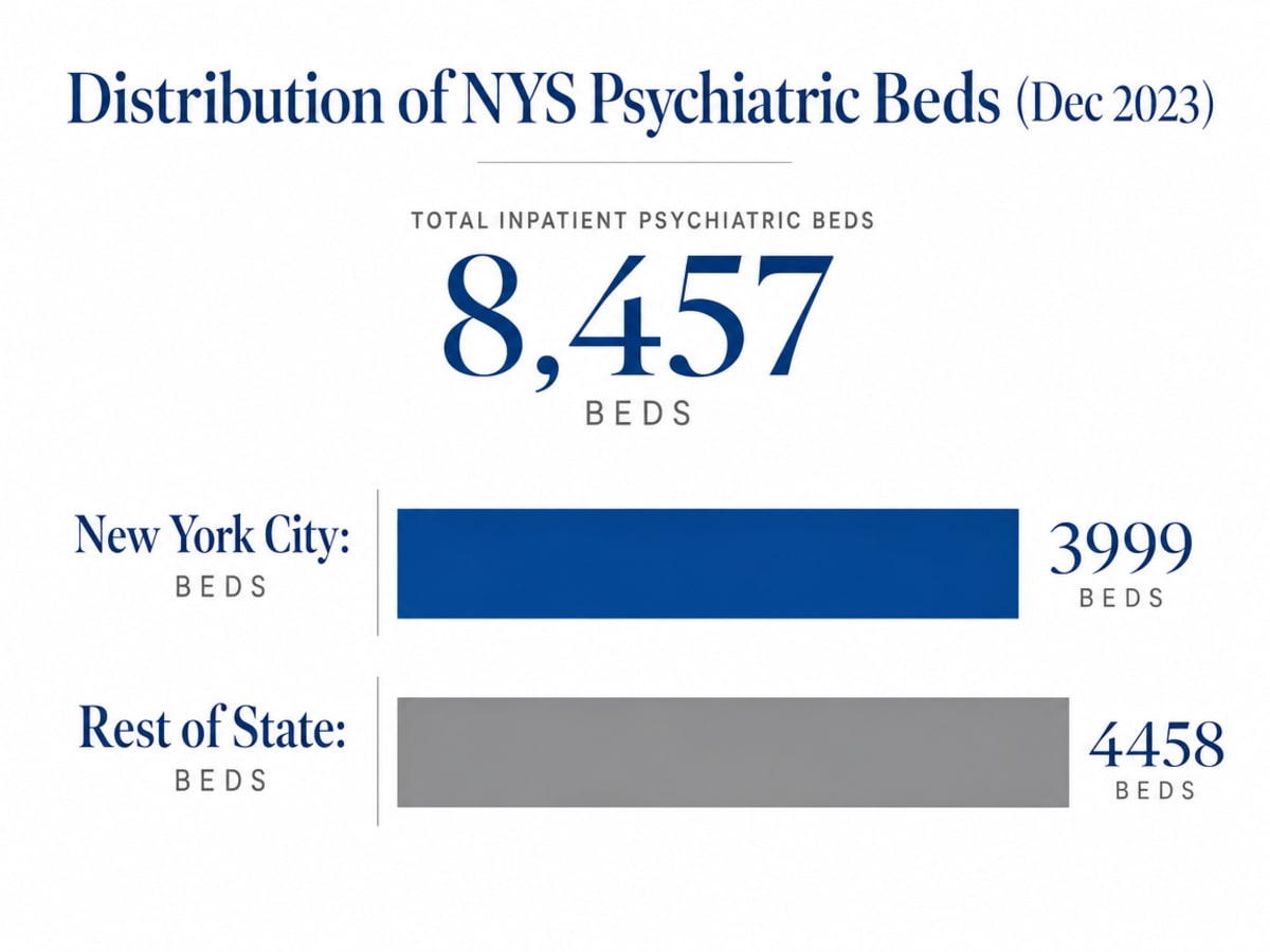 Chart showing Distribution of NYS Psychiatric Beds (Dec 2023)
