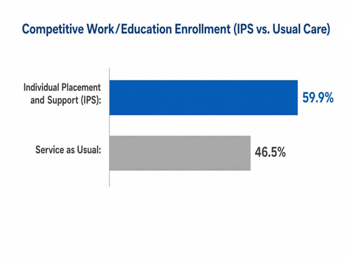 Chart showing Competitive Work/Education Enrollment (IPS vs. Usual Care)