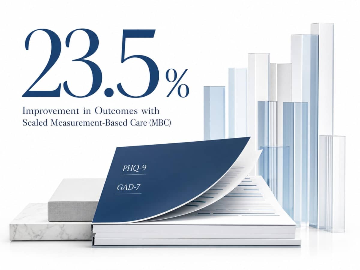 Infographic showing Improvement in Outcomes with Scaled Measurement-Based Care (MBC)