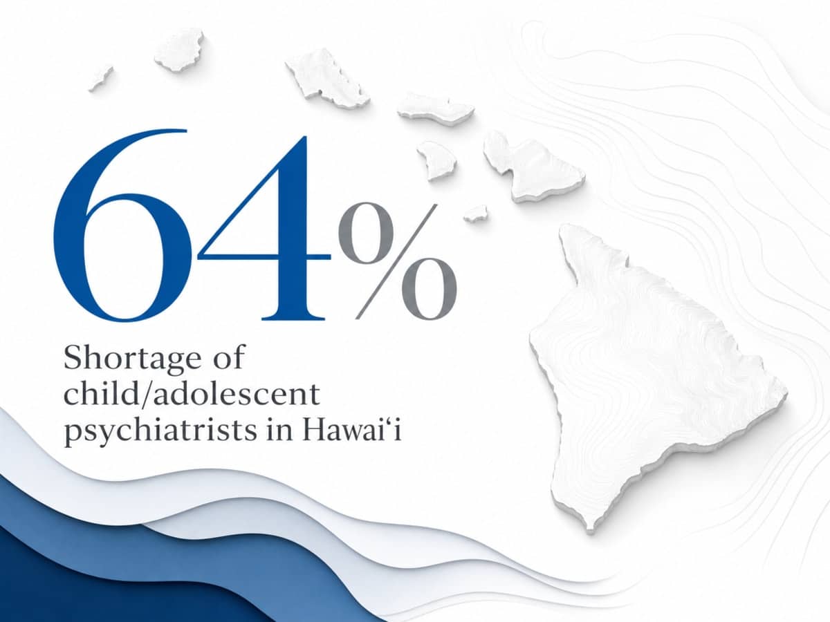 Infographic showing Shortage of child/adolescent psychiatrists in Hawaiʻi