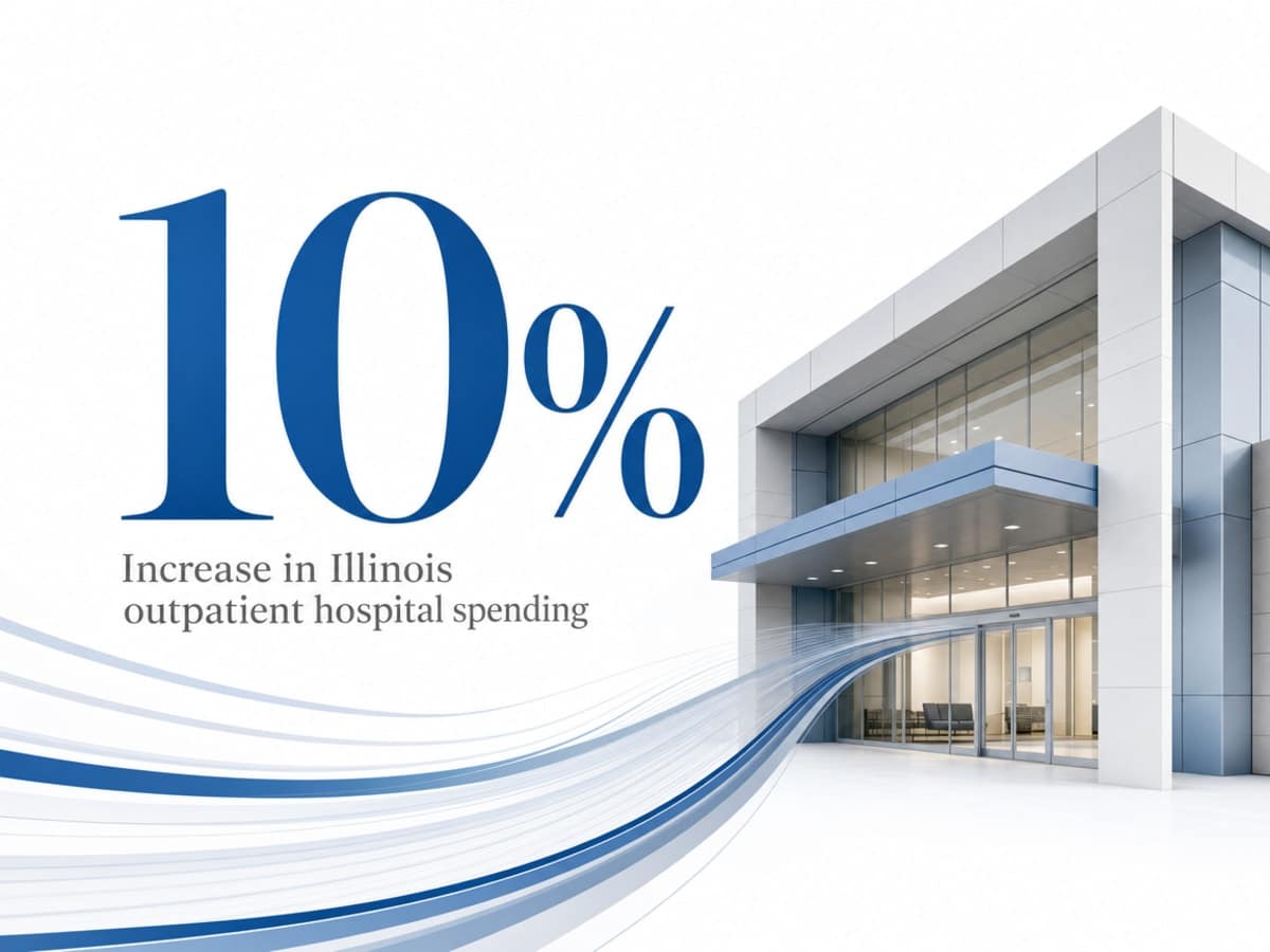 Infographic showing Increase in Illinois outpatient hospital spending