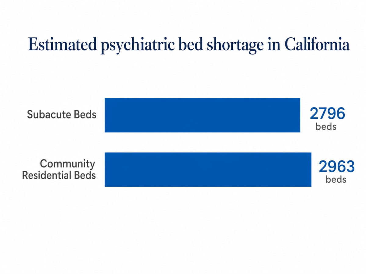 Chart showing Estimated psychiatric bed shortage in California
