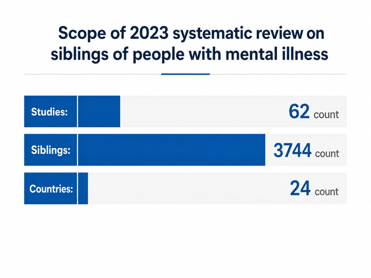 Chart showing Scope of 2023 systematic review on siblings of people with mental illness