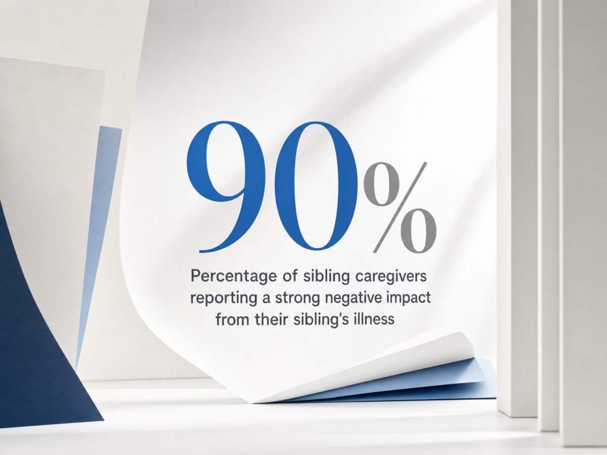 Infographic showing Percentage of sibling caregivers reporting a strong negative impact from their sibling's illness