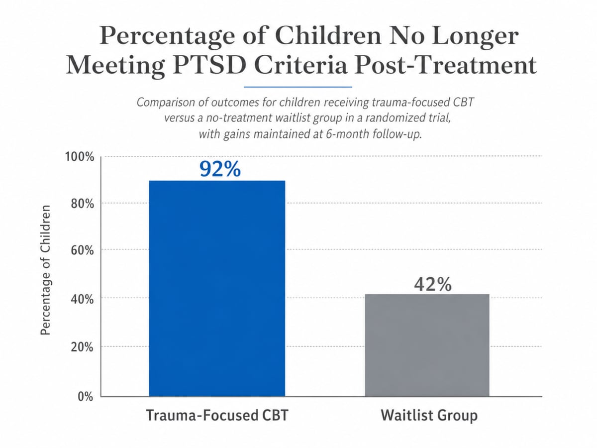 Chart showing Percentage of Children No Longer Meeting PTSD Criteria Post-Treatment