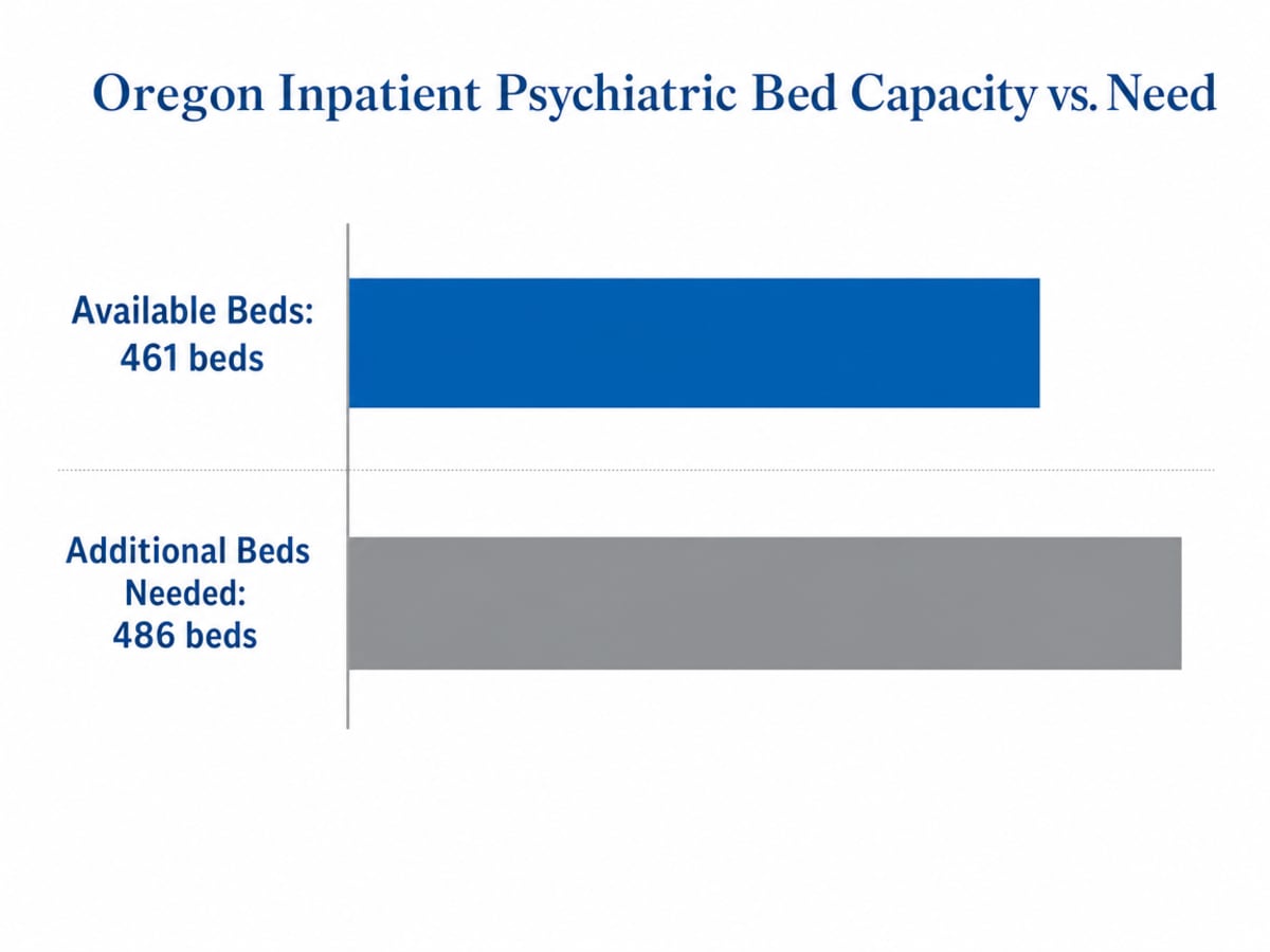 Chart showing Oregon Inpatient Psychiatric Bed Capacity vs. Need