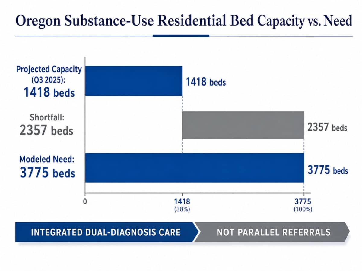 Chart showing Oregon Substance-Use Residential Bed Capacity vs. Need