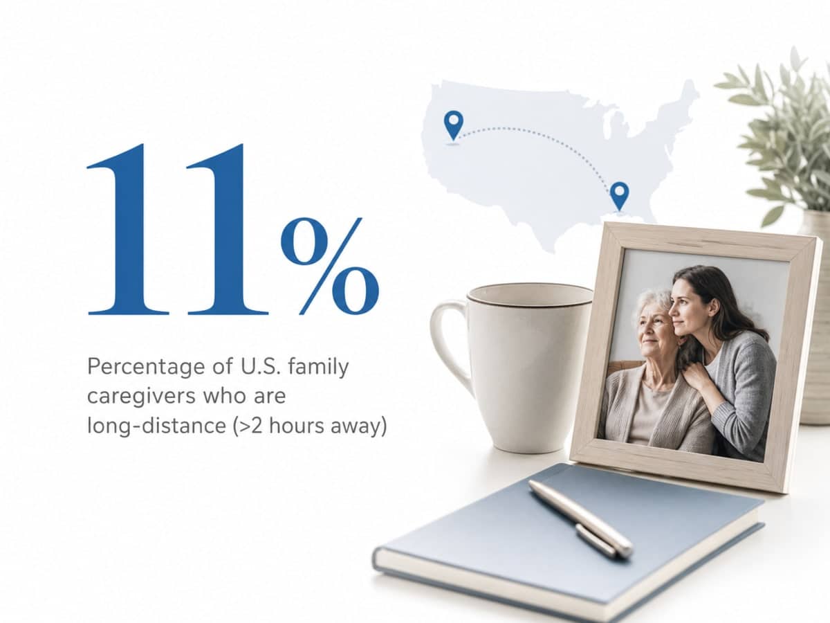 Infographic showing Percentage of U.S. family caregivers who are long-distance (>2 hours away)