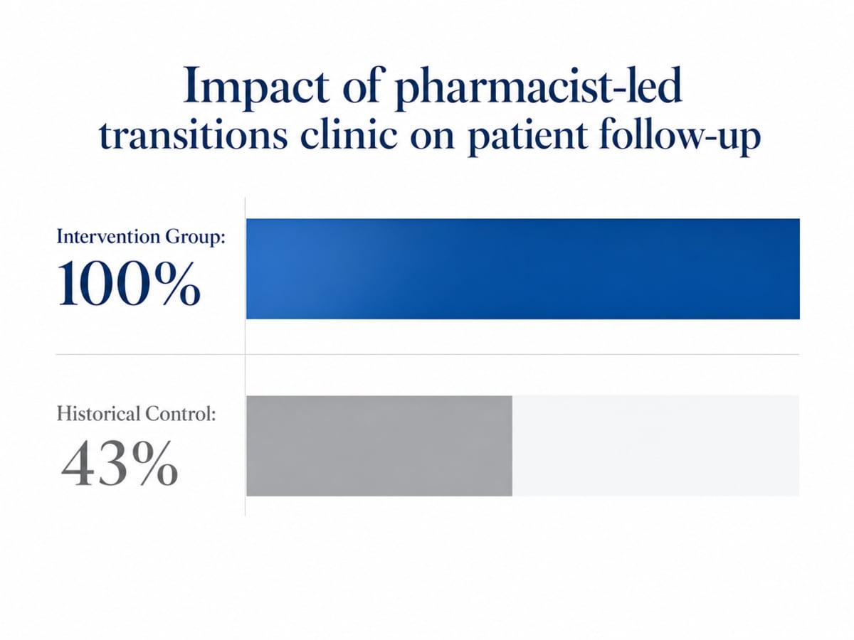 Chart showing Impact of pharmacist-led transitions clinic on patient follow-up